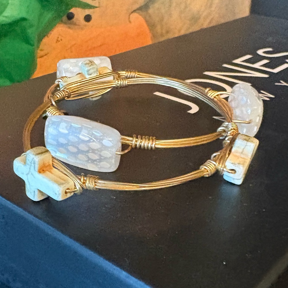 Bourbon and Bowties Gold and White Bracelet
